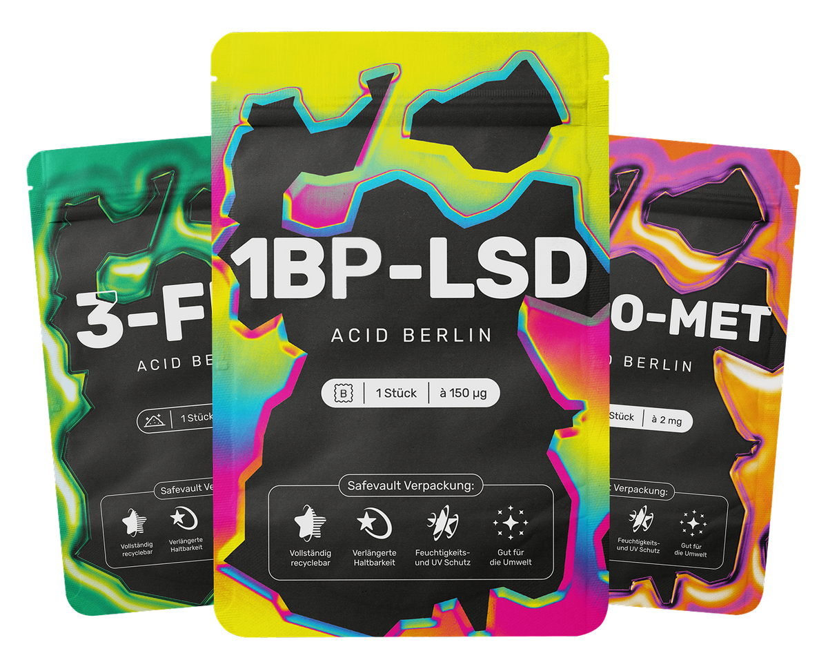 Acid Berlin Safevault Verpackungen: 3-FPO, 1BP-LSD und 4-PrO-MET